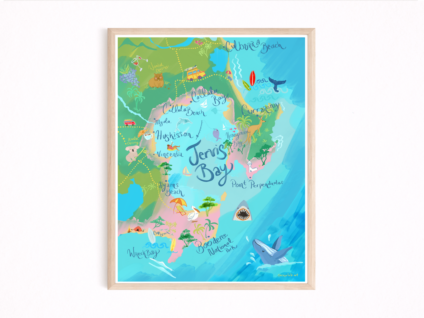 Jervis Bay Map Art Print