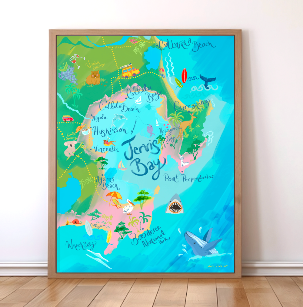 Jervis Bay Map Art Print