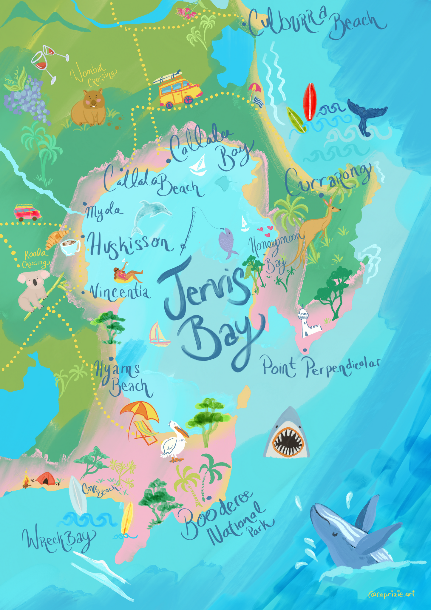 Jervis Bay Map Tea Towel
